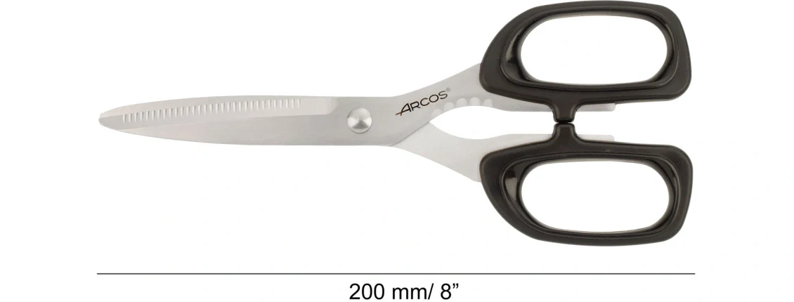 Tesoura de Cozinha Profissional 200mm Aço Inoxidável Cabo Preto