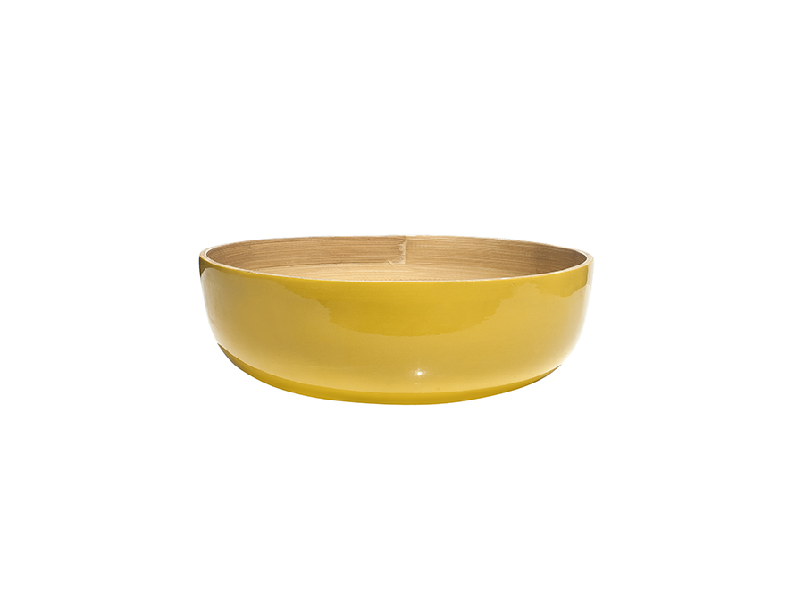 Travessa de Bambu Mostarda Brilhante 25x8 cm para Buffet