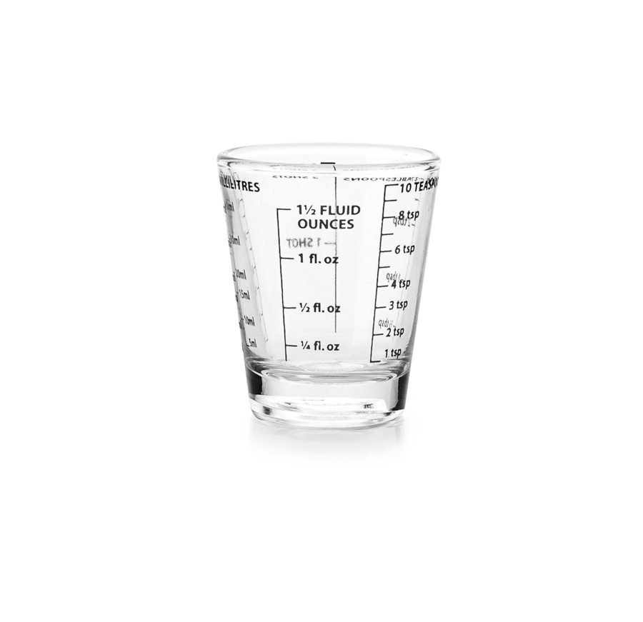 Vaso Medidor Mini de Vidro para Bar e Cozinha Profissional