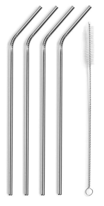 Set 4 Palhinhas Inox e Escova de Limpeza