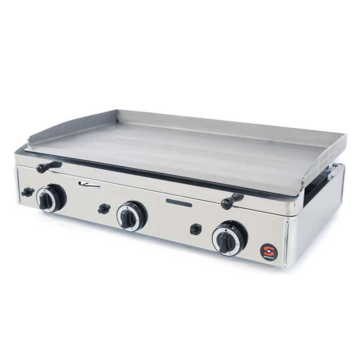 Plancha a Gás 800mm | Superfície Aço | 3 Queimadores