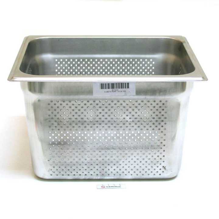 Cuvete Gastronorm perfurada GN 1/2 aço inox 200 mm - 12 Litros