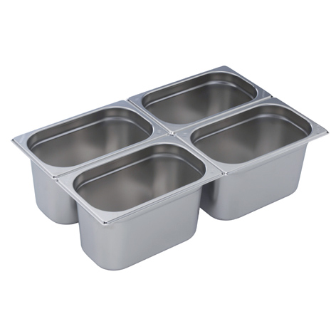 Tabuleiro Gastronorm 1/4 Inox, 265x162 mm, Altura 200 mm