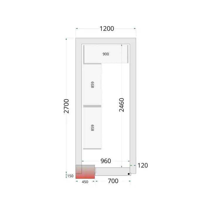 Câmara de congelação Completa 1200 x 2700 x 2200mm CRNF1227