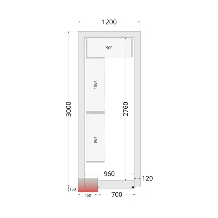 Câmara de congelação Completa 1200 x 3000 x 2200mm CRNF1230