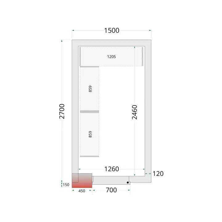 Câmara de congelação Completa 1500 x 2700 x 2200mm CRNF1527
