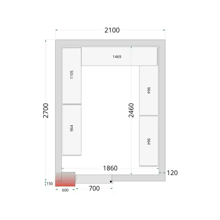 Câmara de congelação Completa 2100 x 2700 x 2200mm CRNF2127
