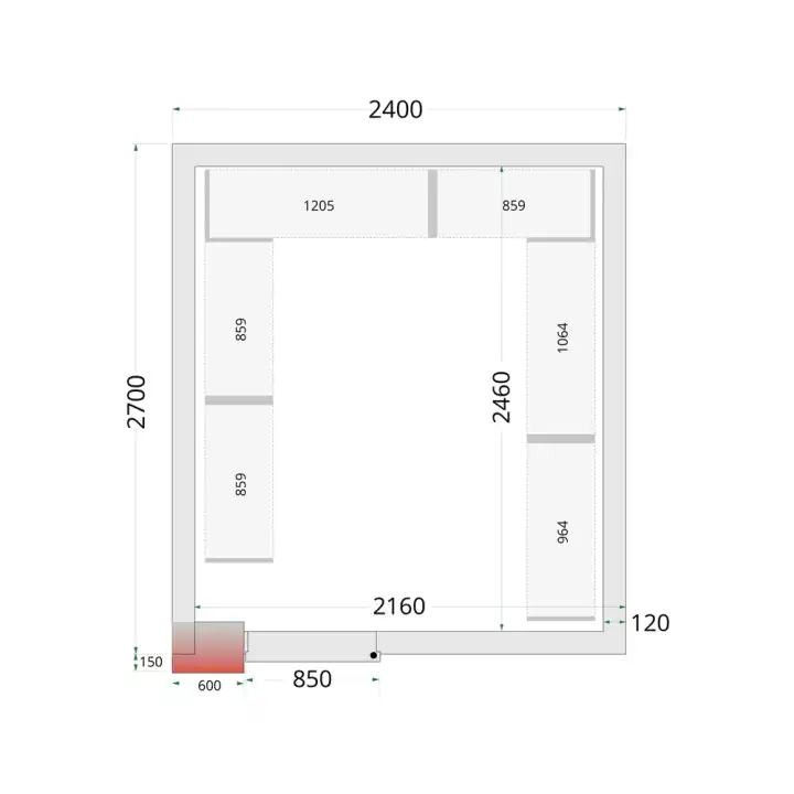Câmara de congelação Completa 2400 x 2700 x 2200mm CRNF2427WD