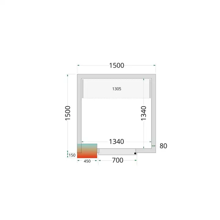 Câmara frigorífica Completa 1500 x 1500 x 2200mm CRPF1515