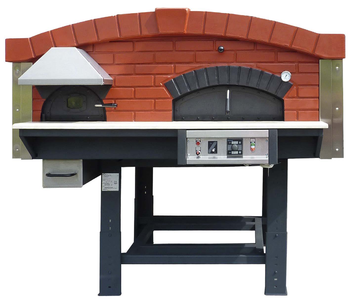 Forno de Pizza a Lenha e Gás Fixo, 13 Pizzas, 2100 kg