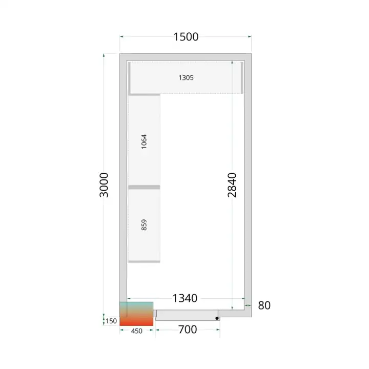 Câmaras frigoríficas 1500 x 3000 x 2200mm CR 150x300x220