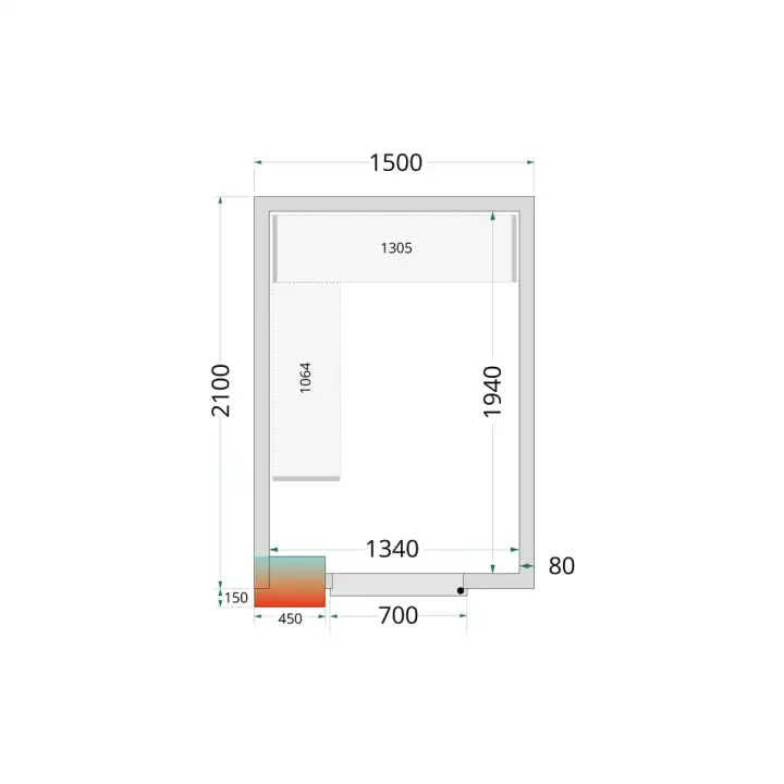 Câmaras frigoríficas 1500 x 2100 x 2200mm CR 150x210x220