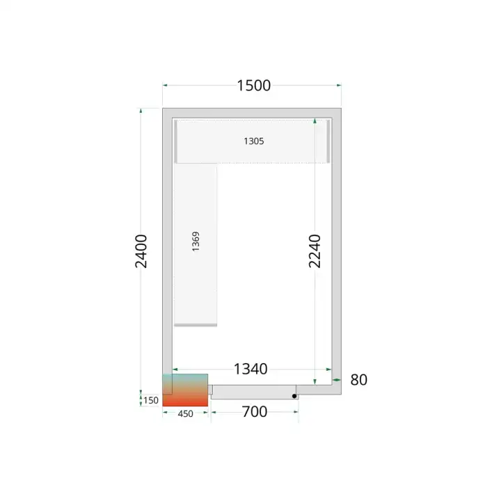 Câmaras frigoríficas 1500 x 2400 x 2120mm CR 150x240x212 NF