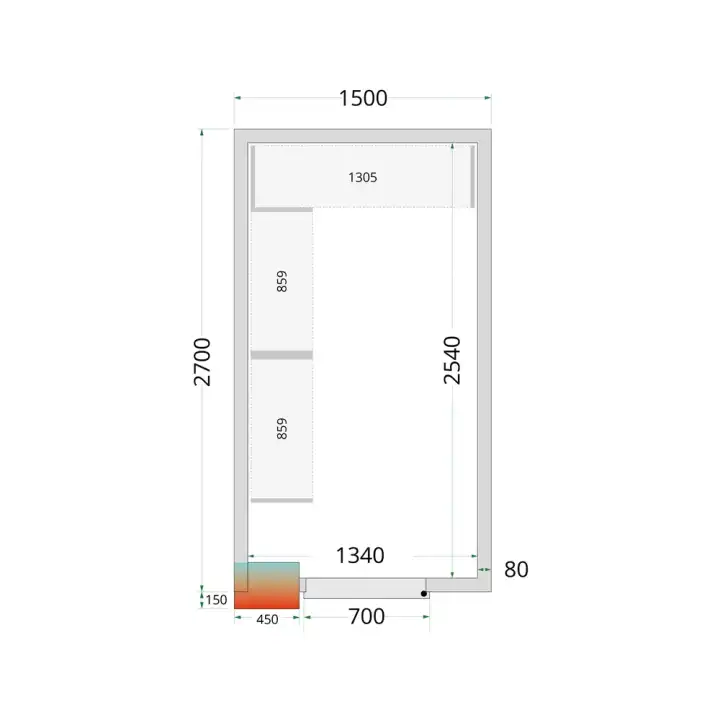 Câmaras frigoríficas 1500 x 2700 x 2120mm CR 150x270x212 NF