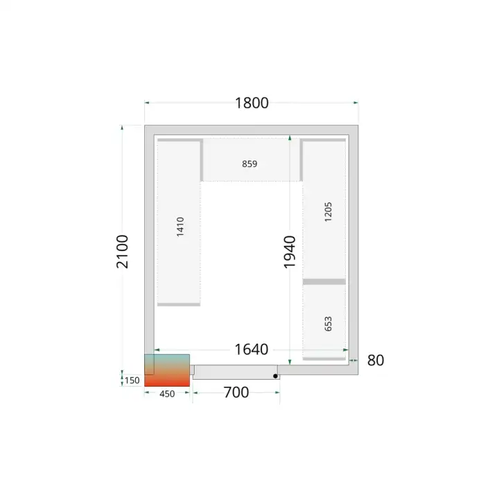 Câmaras frigoríficas 1800 x 2100 x 2120mm CR 180x210x212 NF