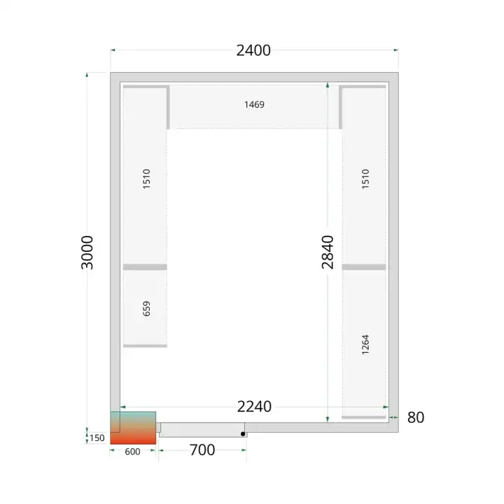 Câmaras frigoríficas 2400 x 3000 x 2120mm CR 240x300x212 NF