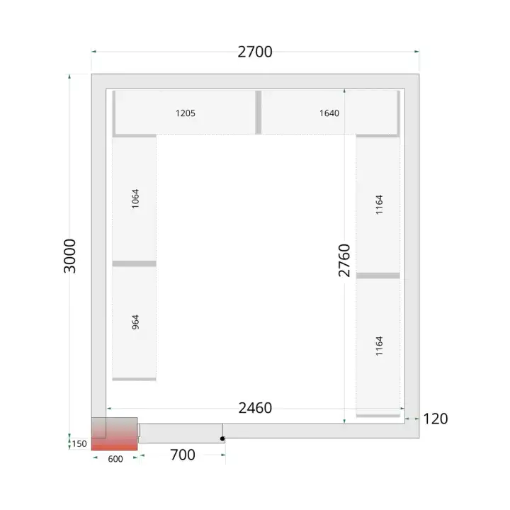 Câmaras frigoríficas 2700 x 3000 x 2120mm CR 270x300x212 NF