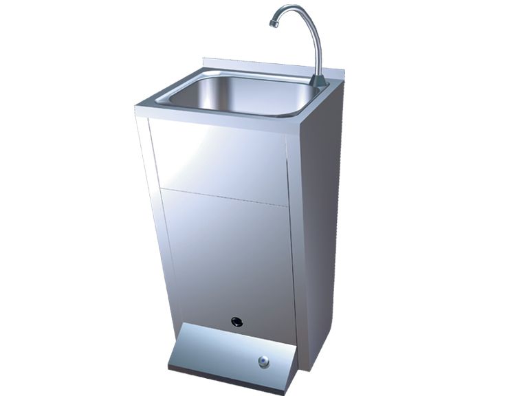 Lava-Mãos Profissional em Inox C/1 Pulsante de Pé 450x450x850 mm