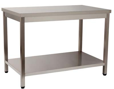 Mesa de Trabalho em Inox 1000x600x850mm com 1 Prateleira