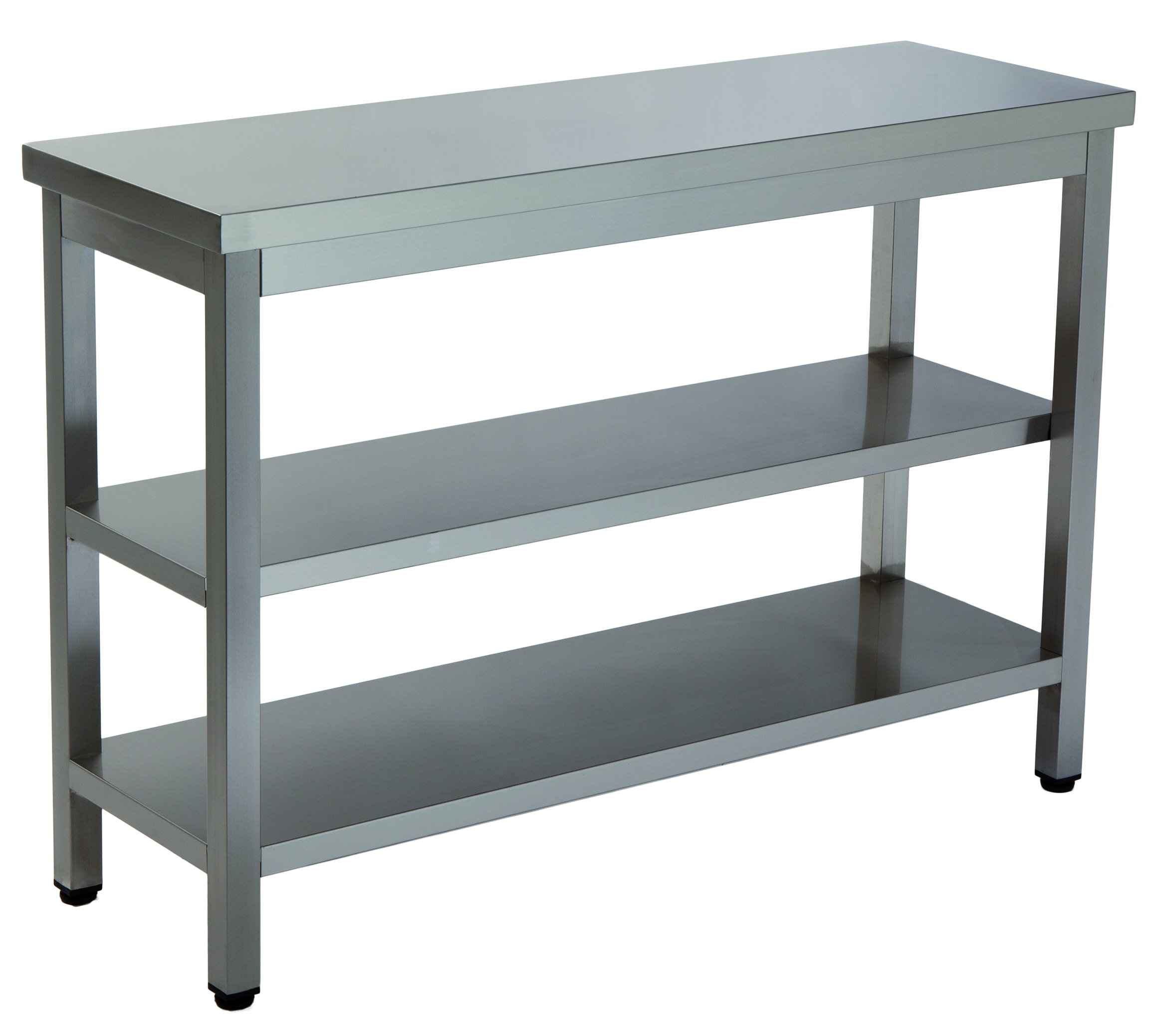 Mesa de Trabalho Inox 1500x700x850mm com 2 Prateleiras para Cozinha