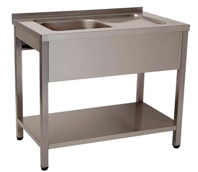 Bancada de Lavagem Inox 1 Cuba 1400x600x850 mm