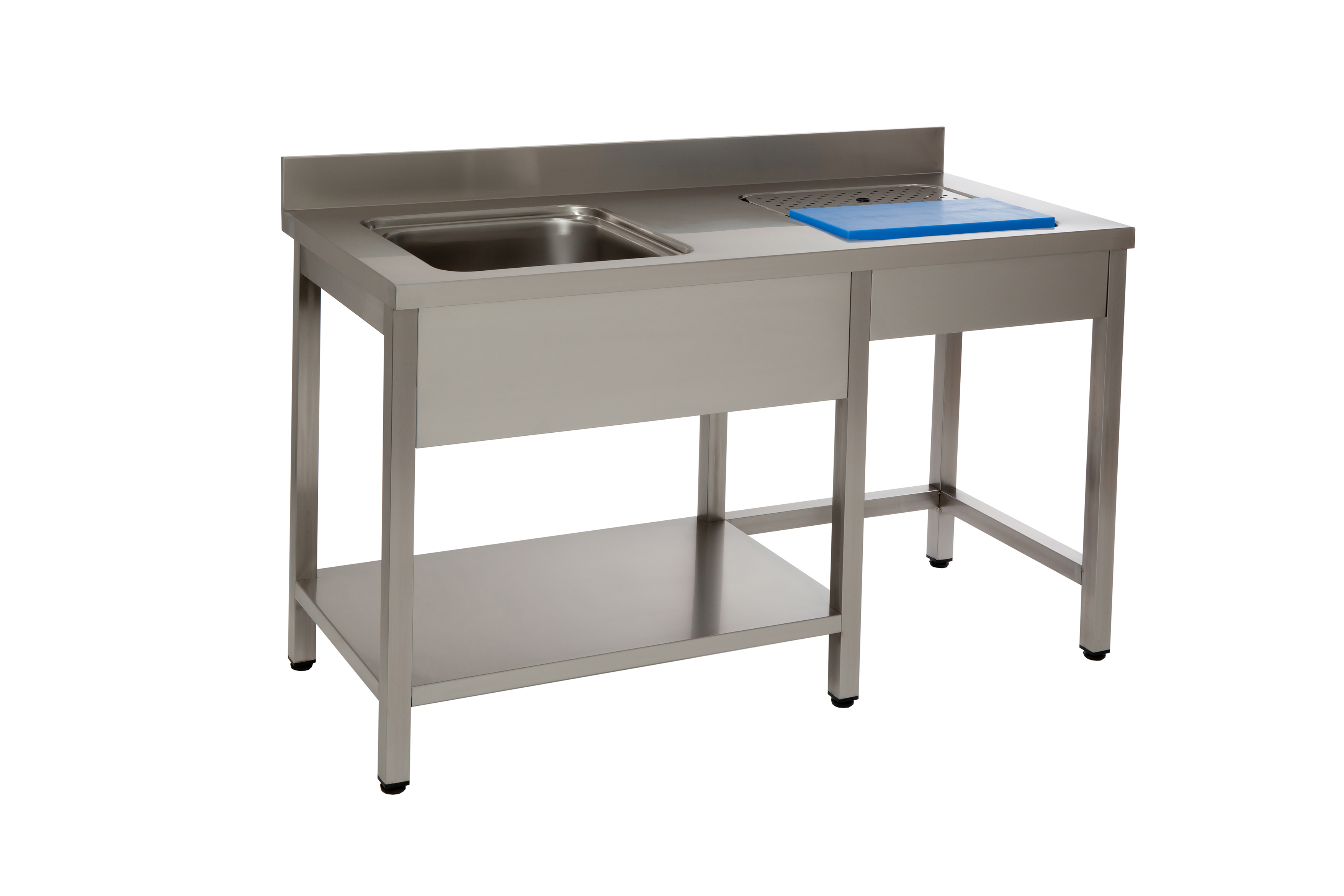 Bancada de preparação em inox 1400x700 com cuba à direita
