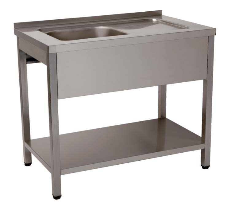 Bancada Lavagem Inox 1000x700x850mm com Cuba Dupla Linha 700