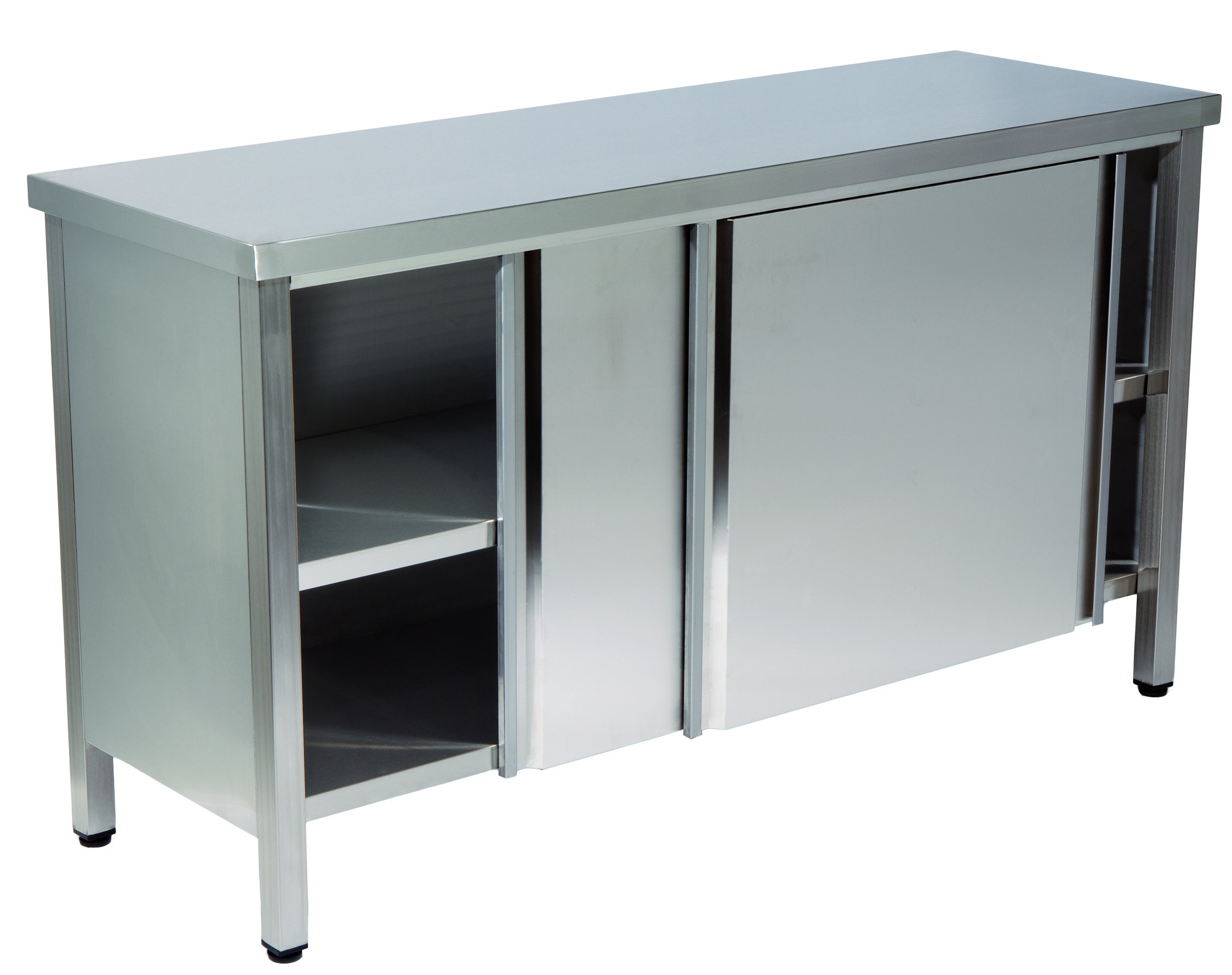 Mesa Armário Inox Portas Deslizantes 2 Tampos 2000x700x850 mm