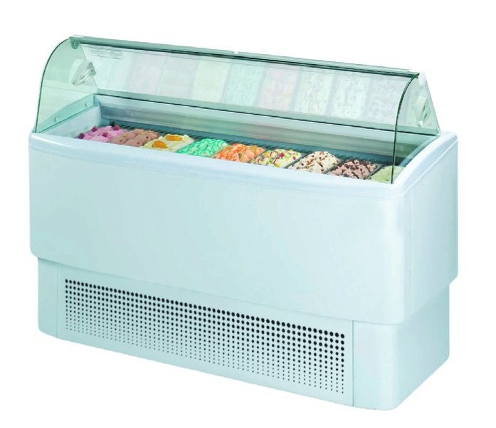 Vitrine de Gelados Ventilada Curva – 12 Cubas GN 5L