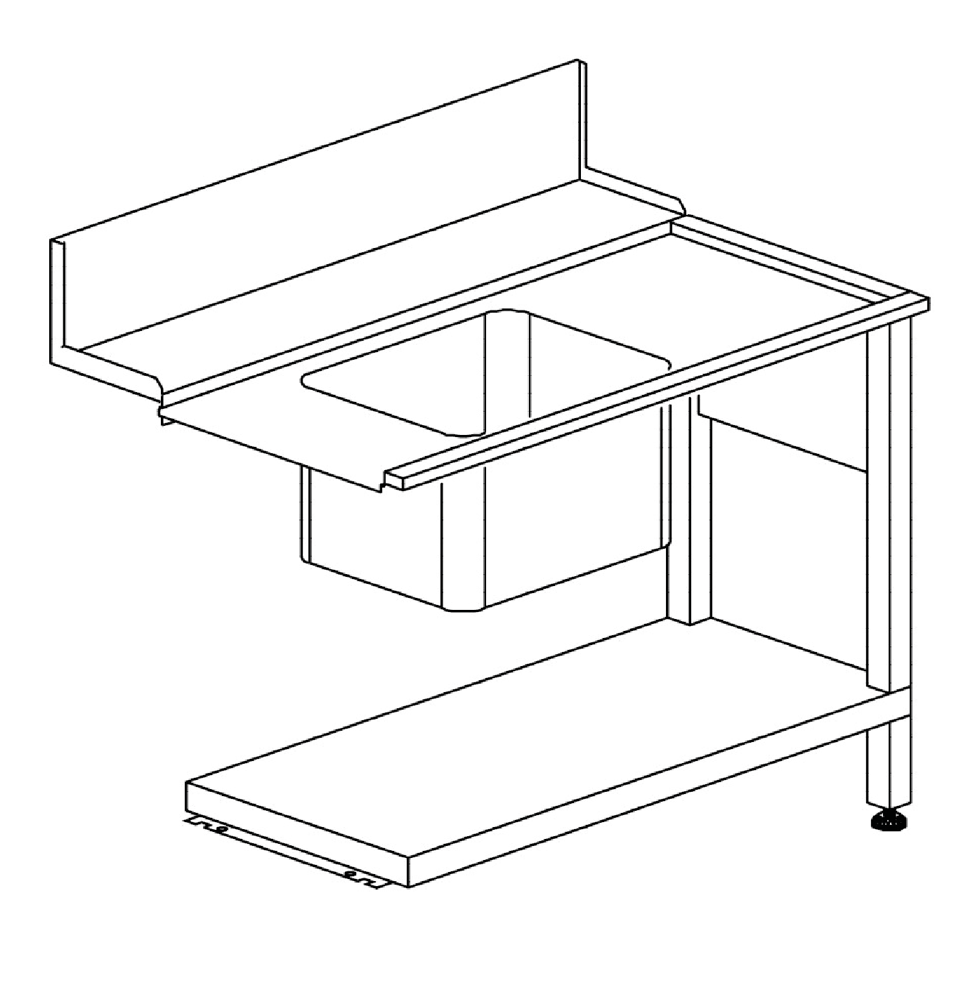 Lavadouro profissional em inox de encaixe 1200x730x860mm