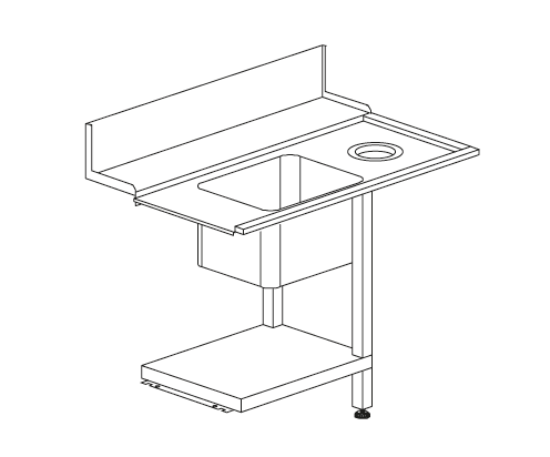 Lavadouro T50f com Cuba 1200x730x860h para Máquina Lavar Louça HT