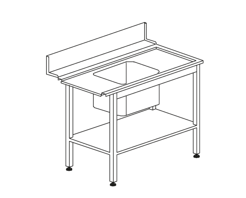 Lavadouro Profissional Inox T55 1200x730x860h p/ Máquina HT-AX-RX