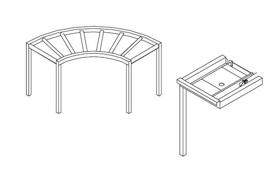 Curva de rolos 90º para lavagem de louça – 1300x1300x860h mm