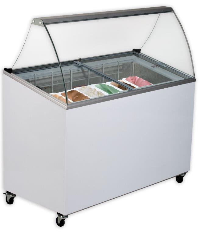 Vitrine de Gelados Curva 1300mm com 7 Cubas