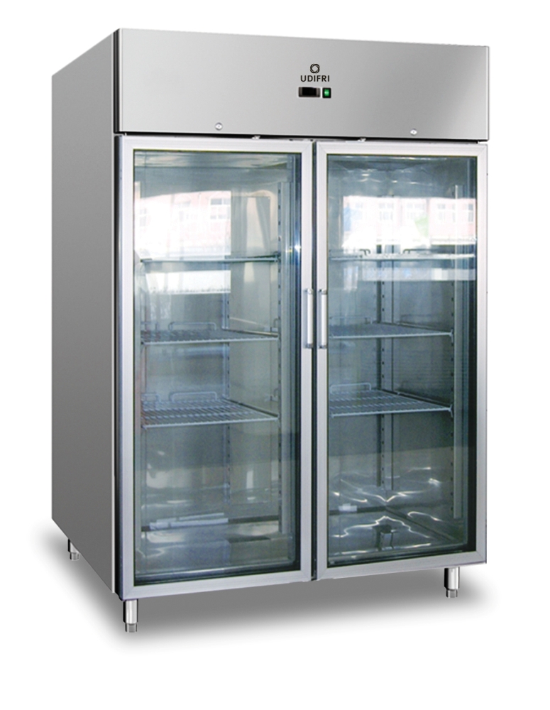 Armário Refrigerado 1300L c/ 2 Portas de Vidro GN2/1 (+2ºC a +8ºC)
