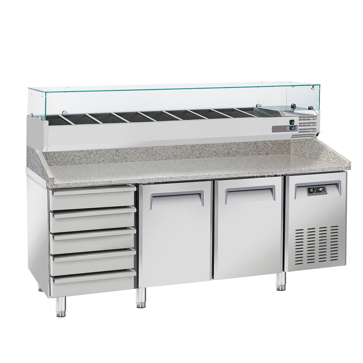 Mesa Refrigerada para Pizzas 2 Portas 5 Gavetas (+2ºC/+8ºC)