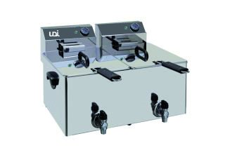Fritadeira Elétrica Bancada 2x10L 400V com Torneira e Resistência Dupla
