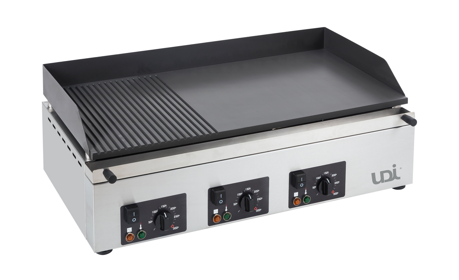 Fry-Top Elétrico de Bancada 3 Zonas Liso/Nervurado 800mm INOX 6kW