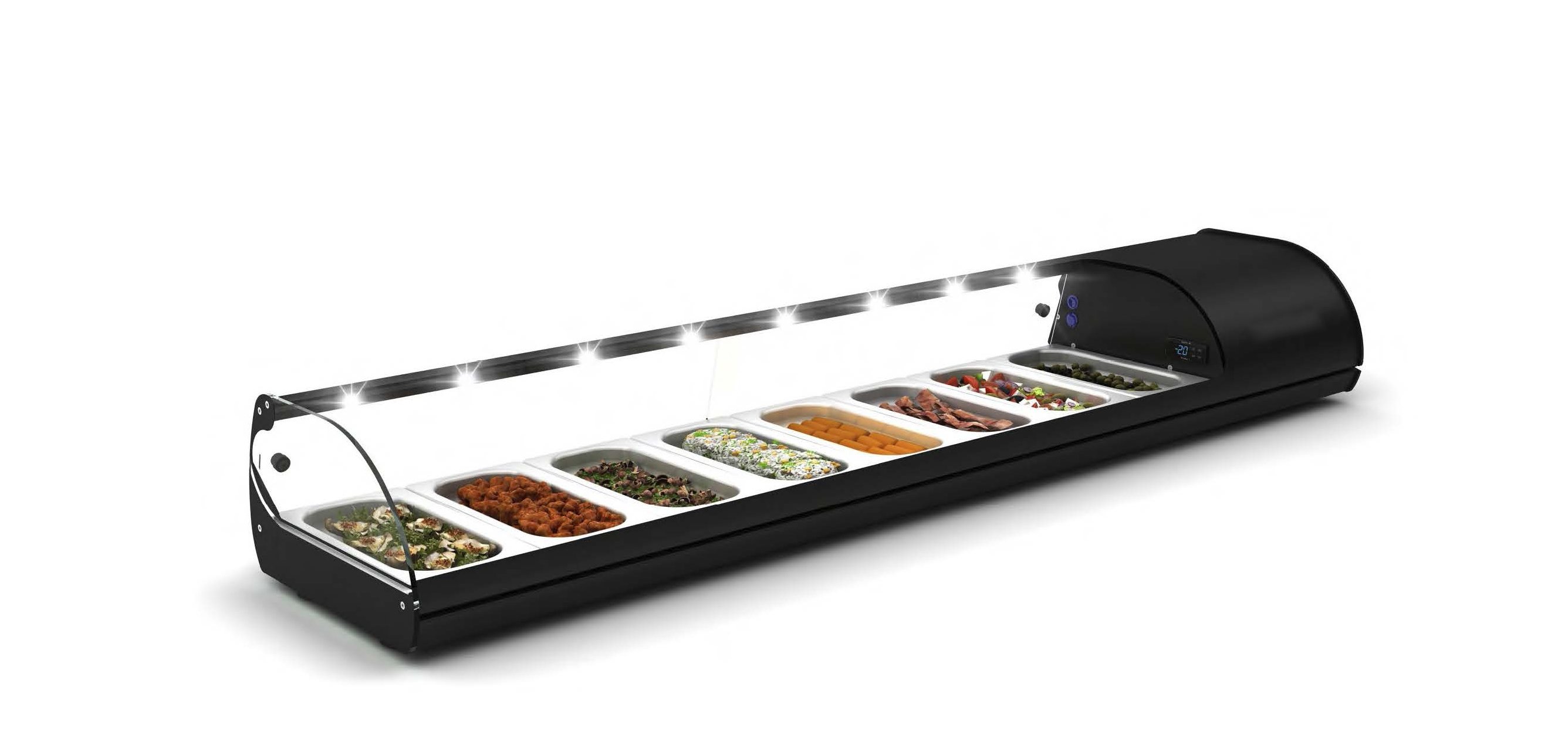 Vitrine Refrigerada para Tapas | 8 Tabuleiros | 1788x395x245 mm