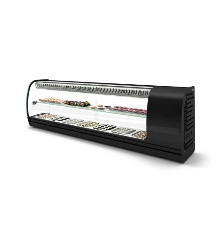 Vitrine Refrigerada Slim para Sushi com LEDs, 26cm