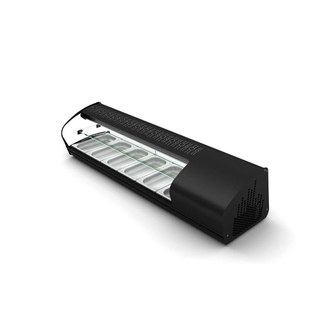 Vitrine Refrigerada para Sushi 2 Planos, 1438mm, Vidro Curvo