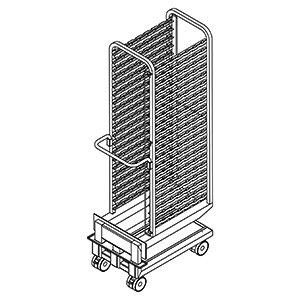 Carro Porta Tabuleiros Inox - 23 Cones, Espaçamento 63 mm