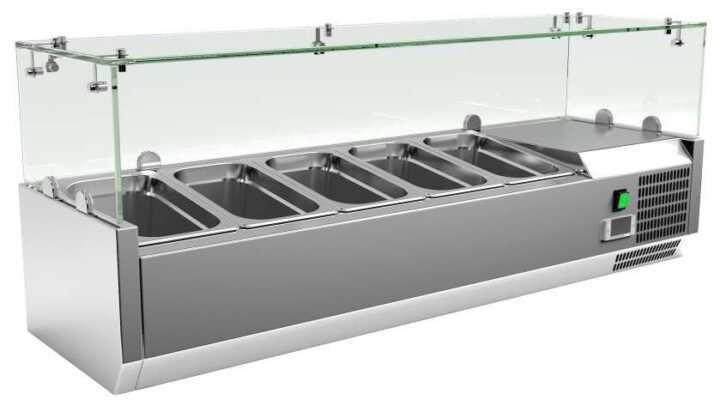 KIT Refrigerado de 5 compartimentos GN1/4 com expositor de vidro
