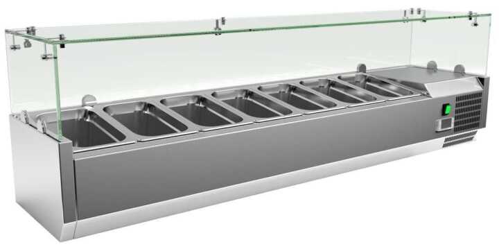 KIT Refrigerado GN1/4 de 7 compartimentos com expositor de vidro