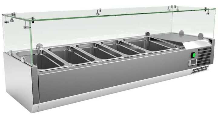 KIT Refrigerado 4 GN1/3 + 1 GN1/2 com expositor de vidro