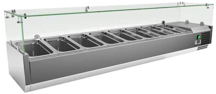 KIT Refrigerado GN1/3 de 8 compartimentos com expositor de vidro