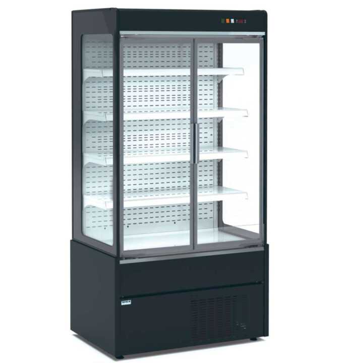 Mural expositor refrigerado com portas de vidro 4 prateleiras Profundidade 700 de 1530 x700 x1990h mm  MAE150PV-N cor PRETO