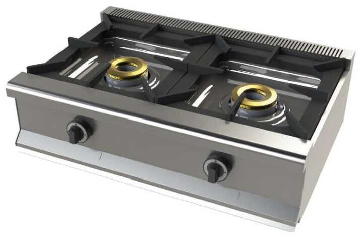 Fogão de mesa a gás com 2 queimadores 8+8 Kw SerIe 550  com dimensões 800x550x240h mm