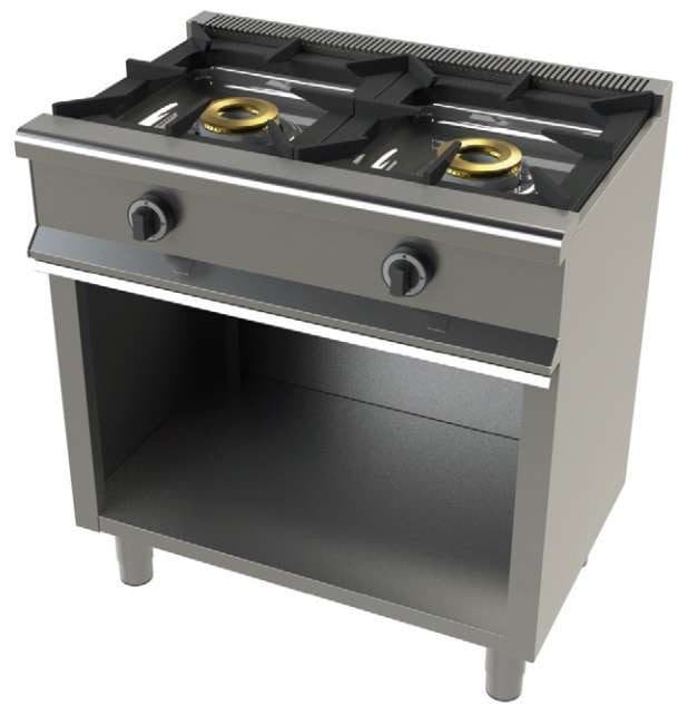 Fogão a gás com armário de 2 queimadores 8+8 Kw SerIe 550  com dimensões 800x550x850h mm