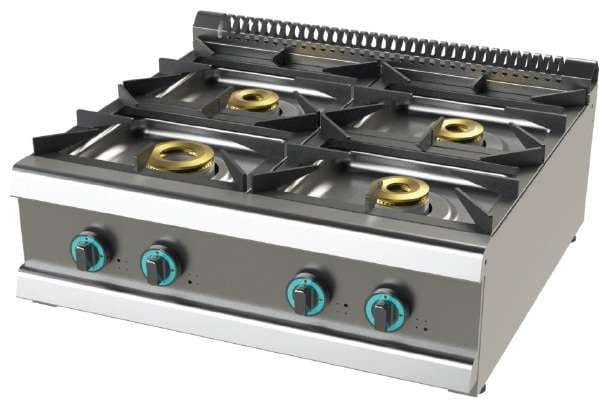 Fogão de mesa a gás de 4 queimadores 8+4,5+6+6 Kw SerIe 700  com dimensões 800x730x240h mm